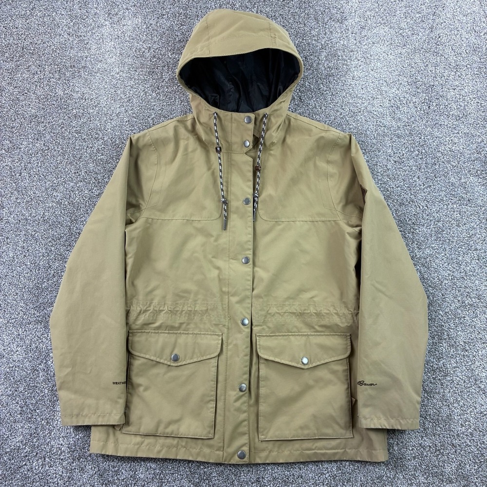 Eddie Bauer WeatherEdge Jacket Women's Large Tan Hooded Field Utility Parka